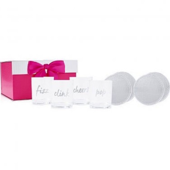 Celebration Cocktail Glasses With Coasters Set of 4 - Picture 4 of 4